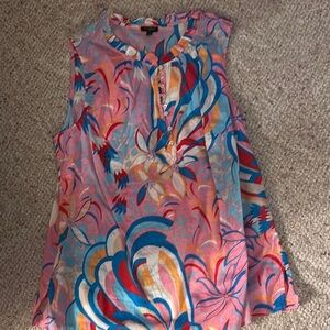 Talbots Pink and Blue Graphic Polo Blouse